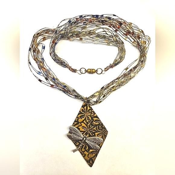 Hand Crafted Jewelry - Handmade Polymer Clay Dragonfly Necklace